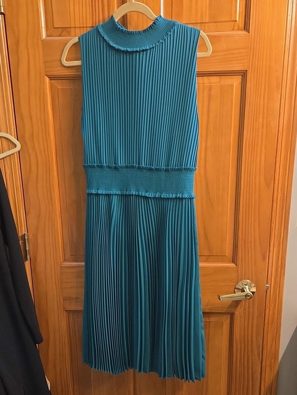 Nanette Lepore Teal Pleated Sleeveless Midi Dress